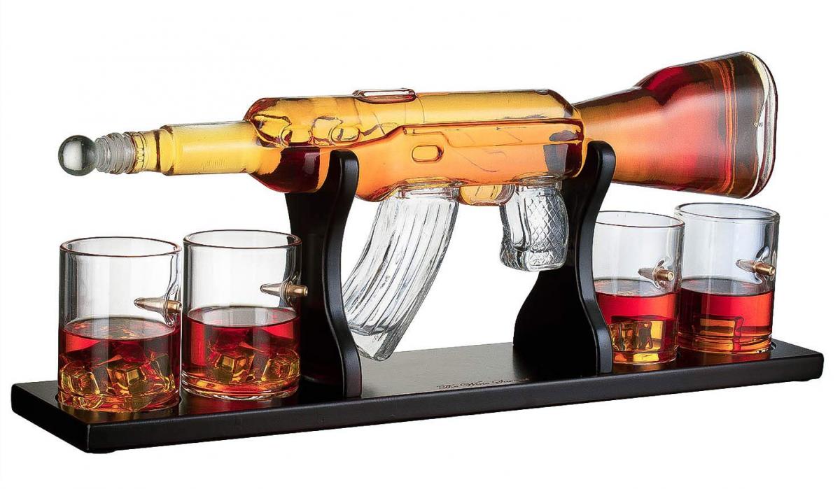 Glass AR-15 Rifle Decanter - Classy M16 Gun Whiskey Decanter For Home Bar