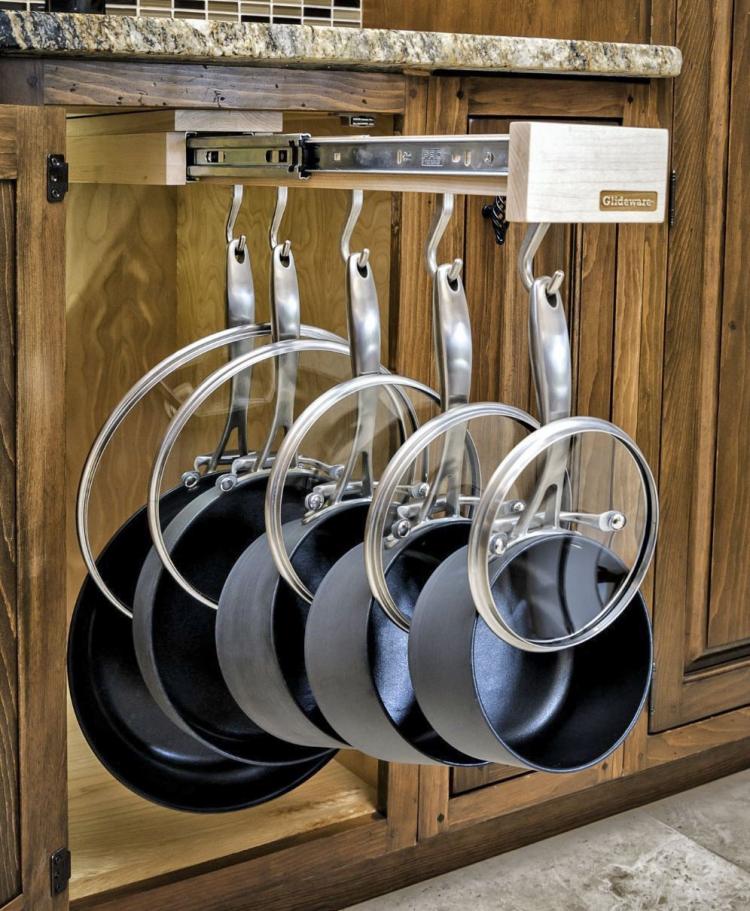 Slide-out pot holder cabinet