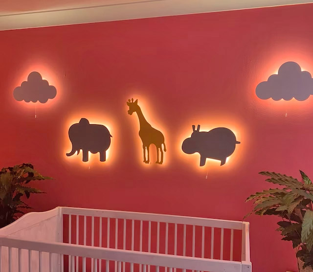 Wall Mounted LED Glowing Animal and Dinosaur Shaped Wall Night Lights Silhouette Design