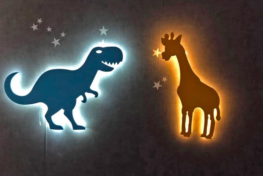 Wall Mounted LED Glowing Animal and Dinosaur Shaped Wall Night Lights Silhouette Design