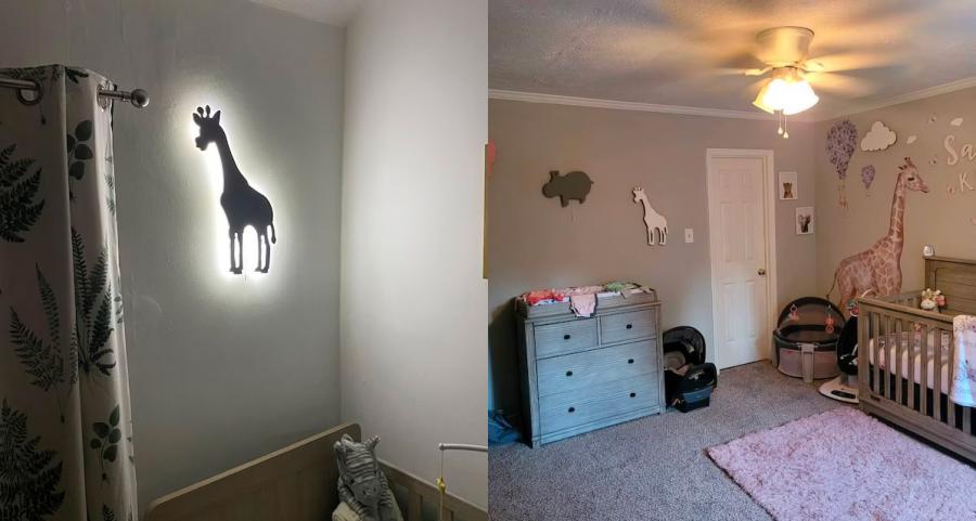 Wall Mounted LED Glowing Animal and Dinosaur Shaped Wall Night Lights Silhouette Design