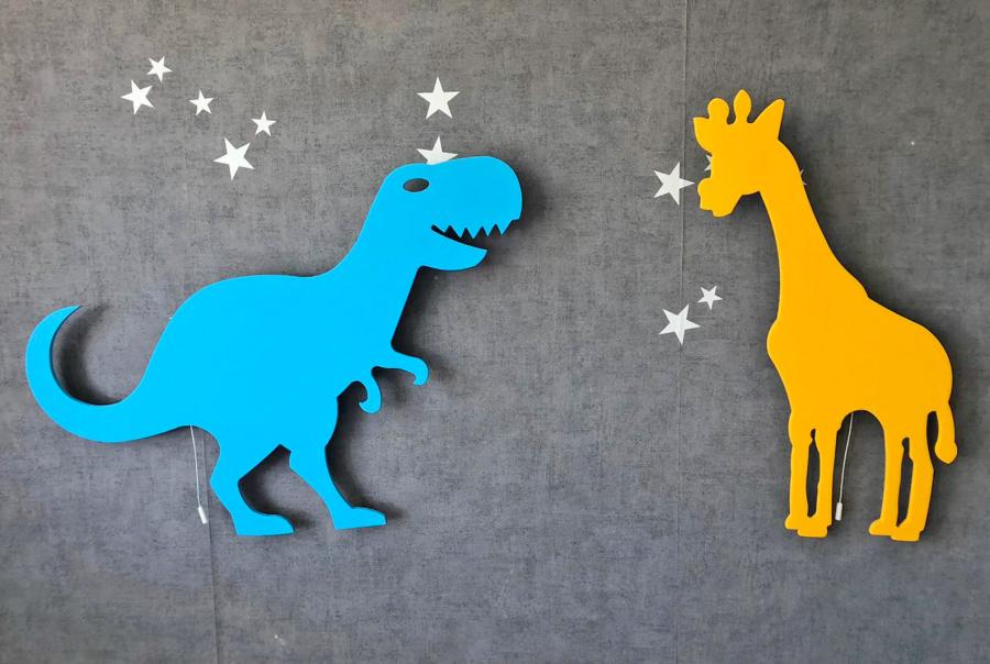 Wall Mounted LED Glowing Animal and Dinosaur Shaped Wall Night Lights Silhouette Design