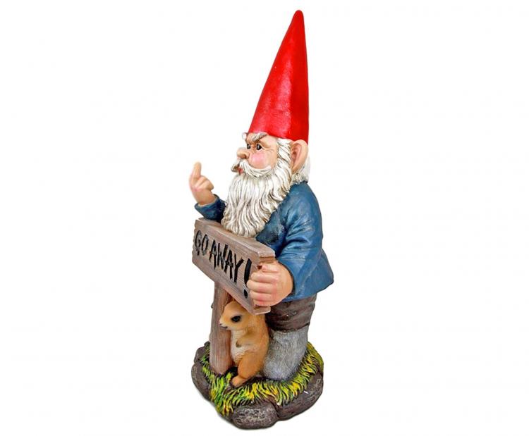 Go Away Garden Gnome - Gnome flipping the bird