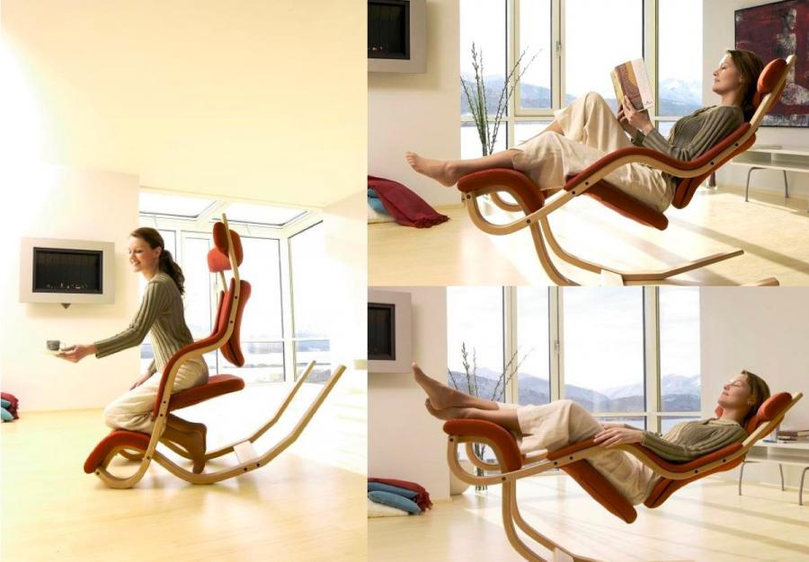 Reclining Gravity Balance Chair Lets You Lay back or kneel forward