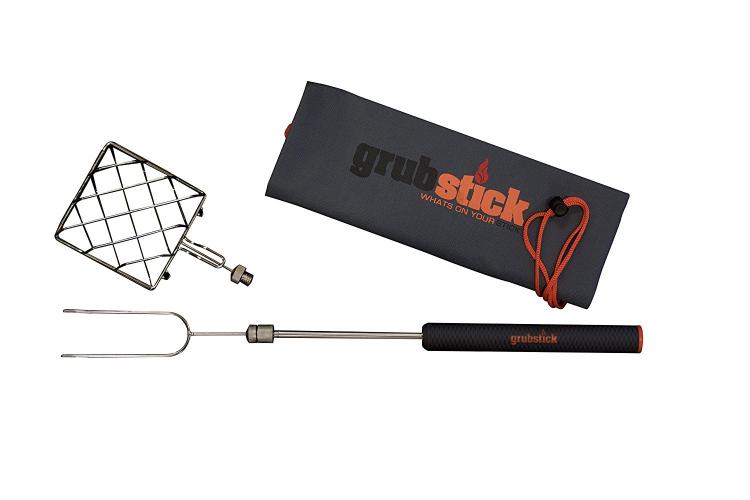 Grubstick Campfire cooking stick - Campfire cage griller lets you cook anything over a camp fire