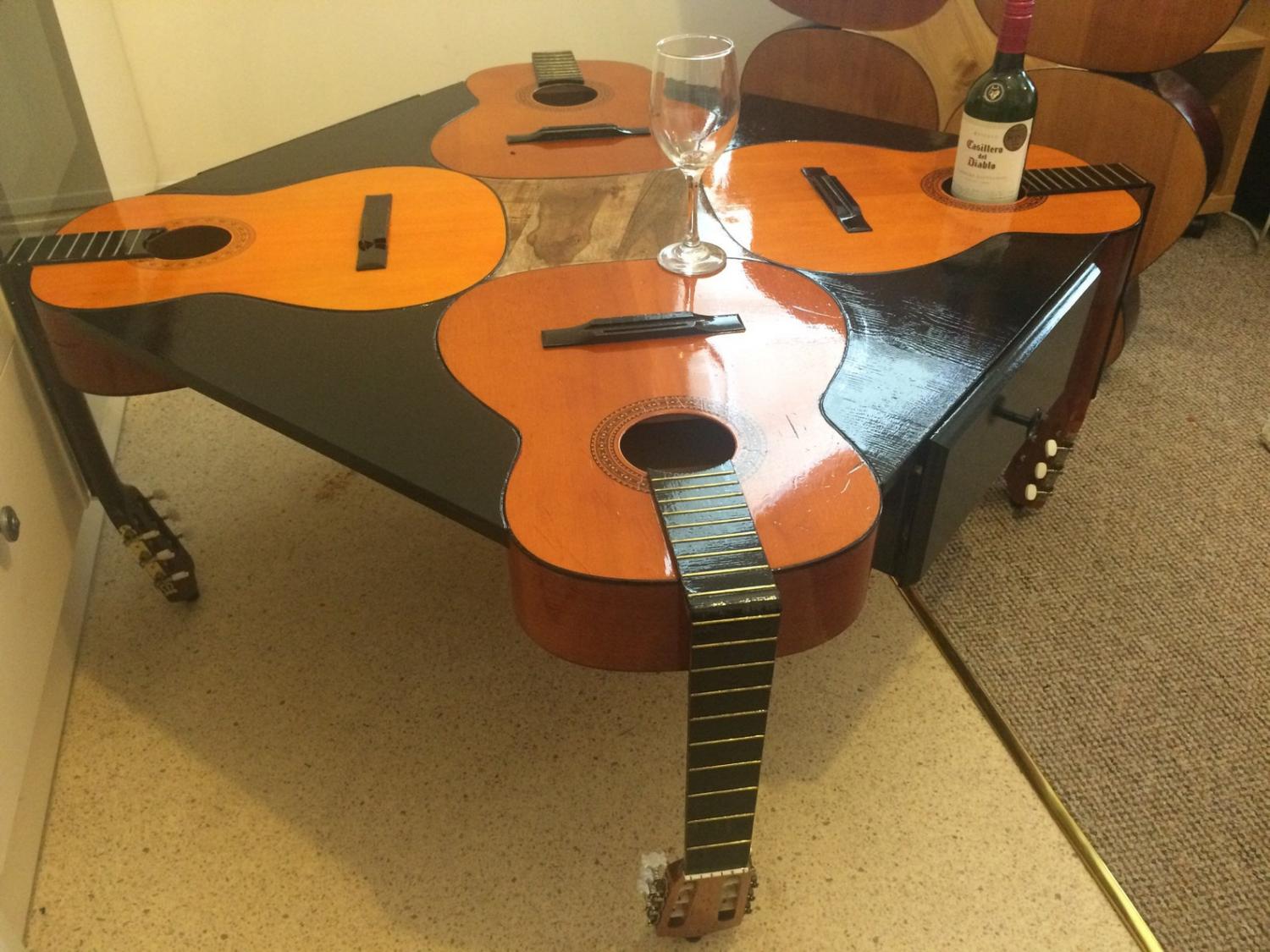 Guitar Coffee Table Made With 4 Real Guitars