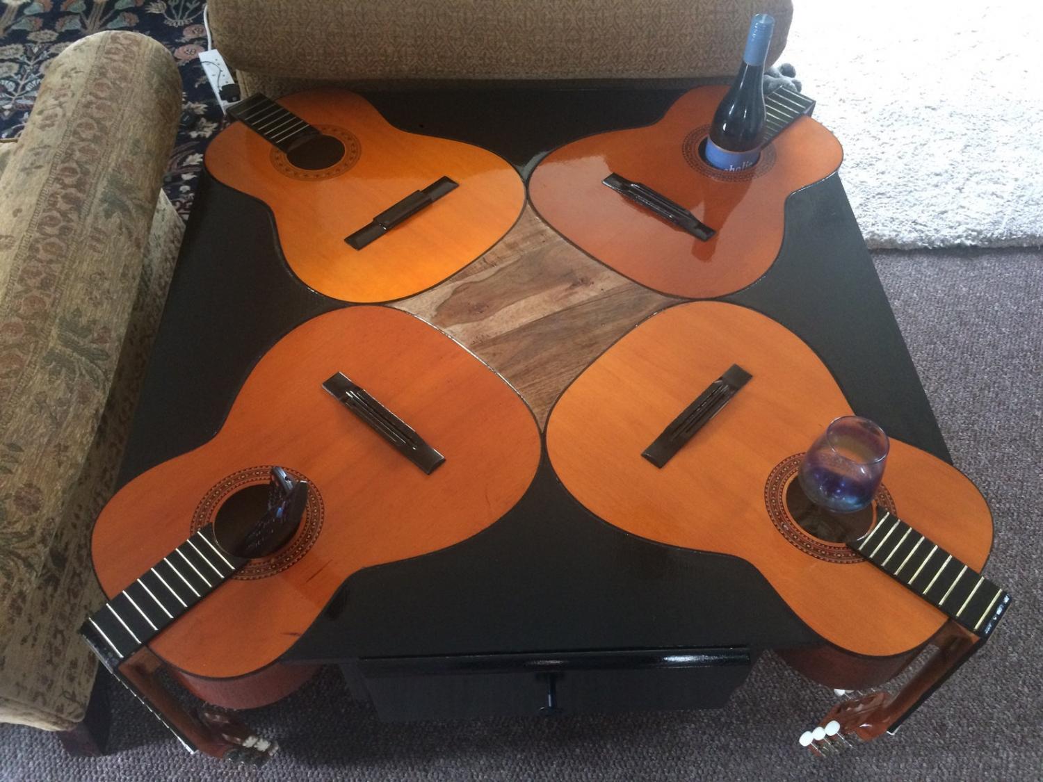 Guitar Coffee Table Made With 4 Real Guitars