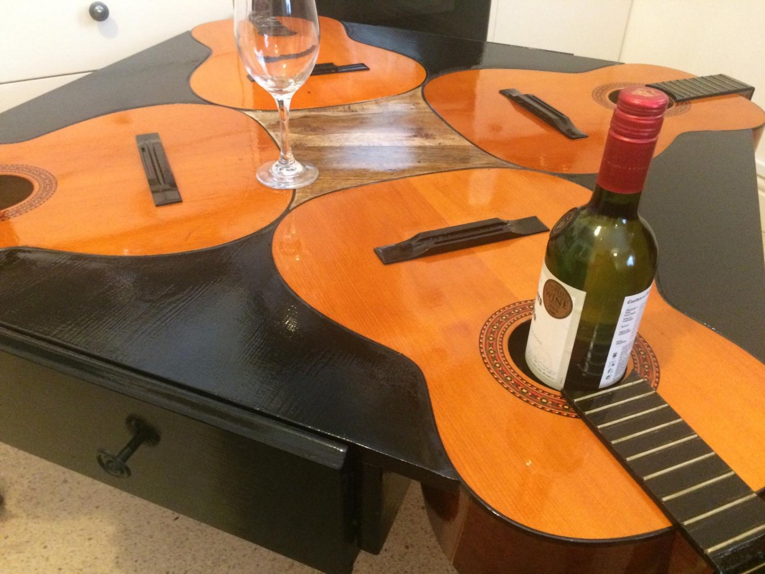 Guitar Coffee Table Made With 4 Real Guitars
