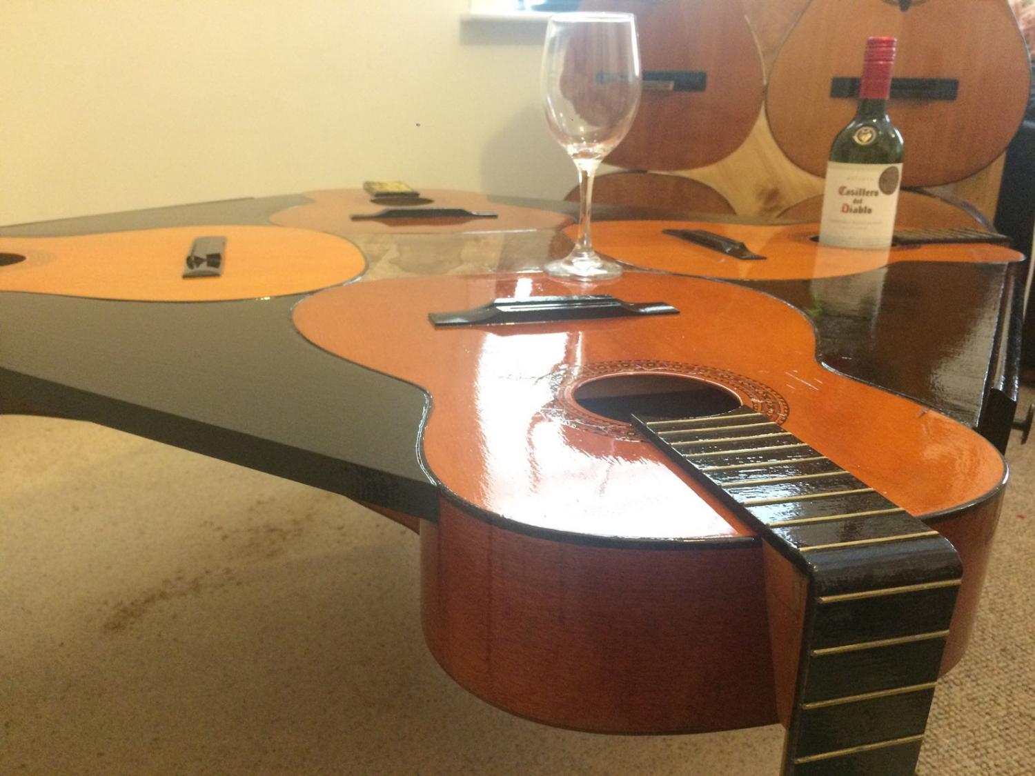 Guitar Coffee Table Made With 4 Real Guitars