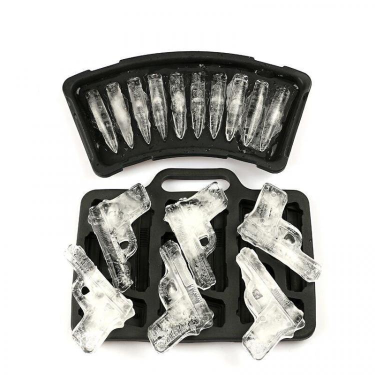 Gun and Bullet Shaped Ice Molds - mini ice gun - mini ice bullets