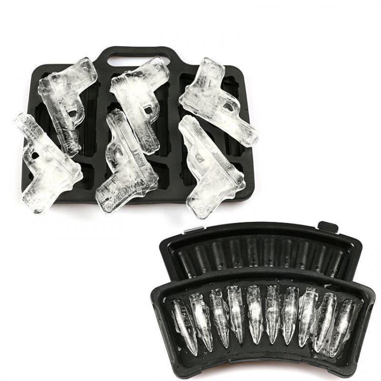 Gun and Bullet Shaped Ice Molds - mini ice gun - mini ice bullets
