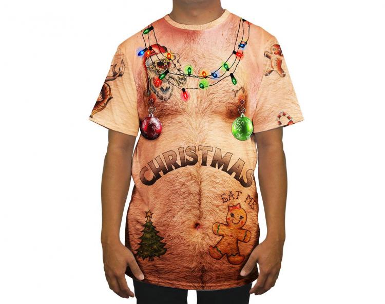 Hairy Chest and Tattoos Ugly Christmas Sweater