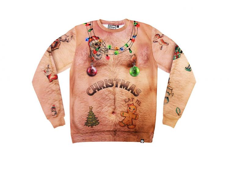 Hairy Chest and Tattoos Ugly Christmas Sweater