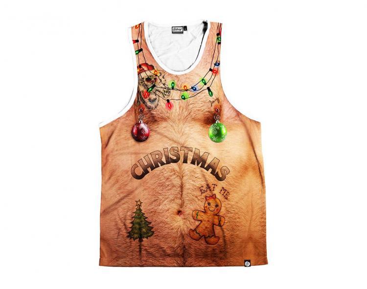 Hairy Chest and Tattoos Ugly Christmas Sweater