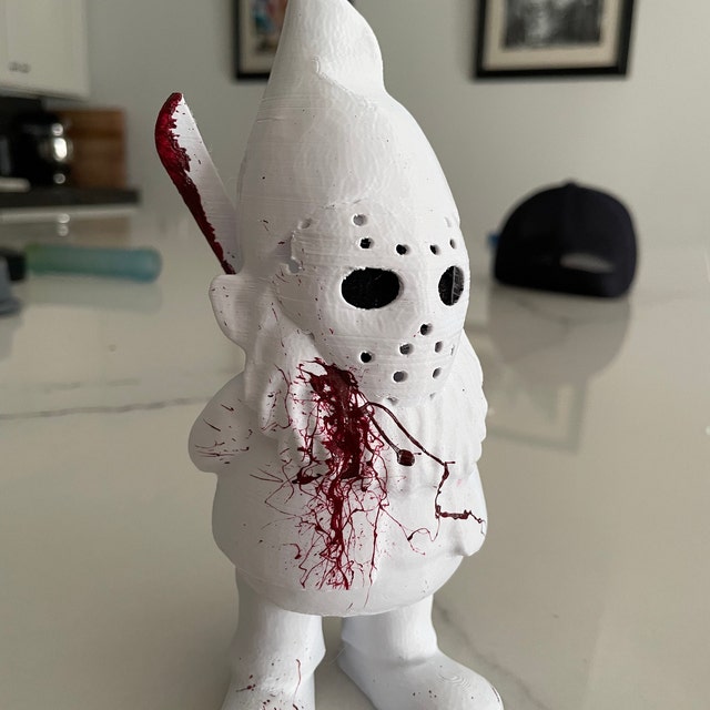 Halloween Garden Gnome - Bloody knife Jason Mask Garden Gnome