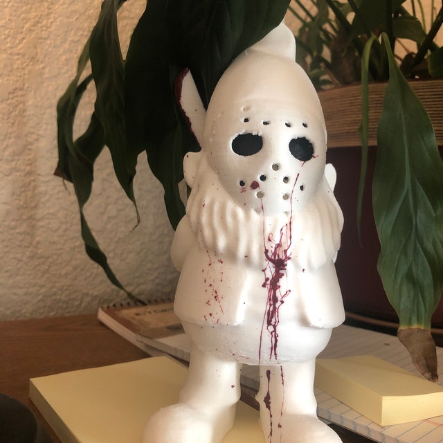 Halloween Garden Gnome - Bloody knife Jason Mask Garden Gnome