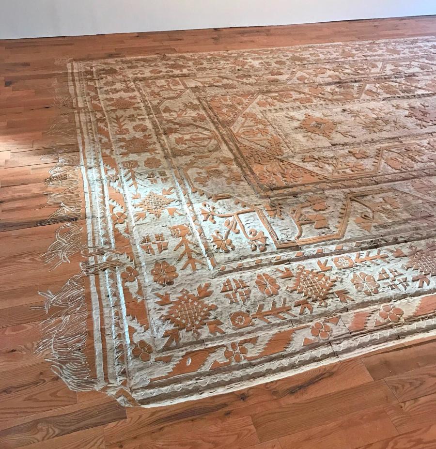 Hand Carved Rug Into Floor - Wooden floor rug art project