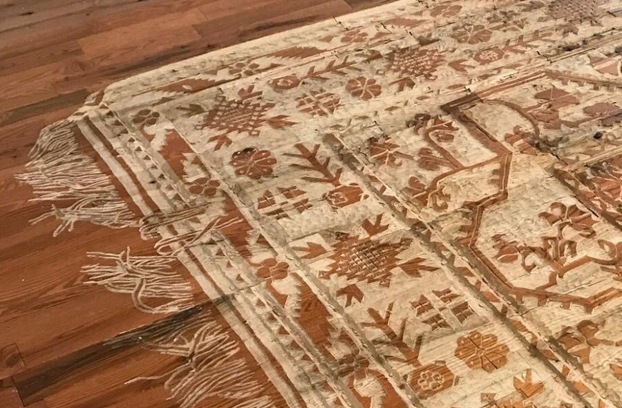 Hand Carved Rug Into Floor - Wooden floor rug art project