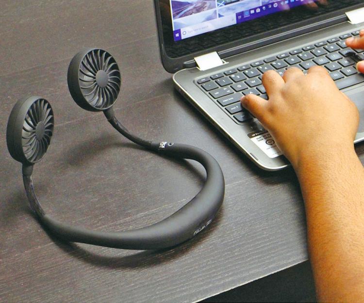 Hands-free neck fan - dual fans that wraps around your neck - W-fan spice of life