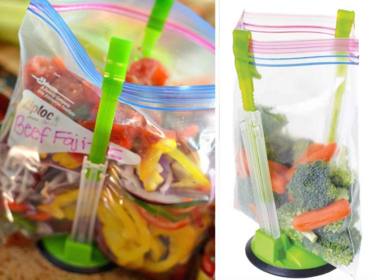 Jokari Hands-Free Baggy Rack Clip Food Storage Bag Holder - Hands-free ziploc bag holder
