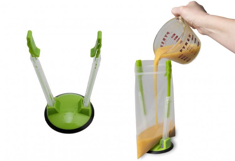 Jokari Hands-Free Baggy Rack Clip Food Storage Bag Holder - Hands-free ziploc bag holder