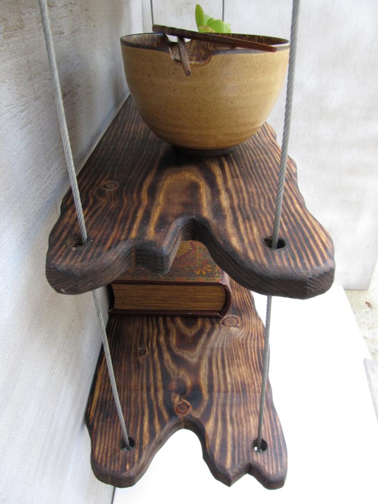 Hanging Driftwood Shelves - Industrial Rustic wooden shelving