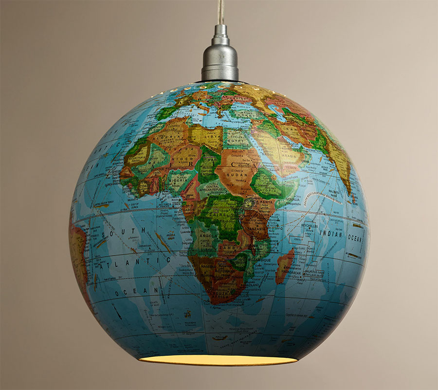 DIY World Globe Lamp - Hanging World Globe Pendant Light