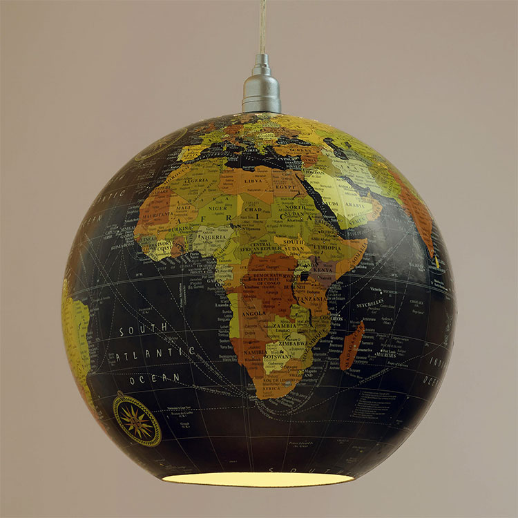 DIY World Globe Lamp - Hanging World Globe Pendant Light