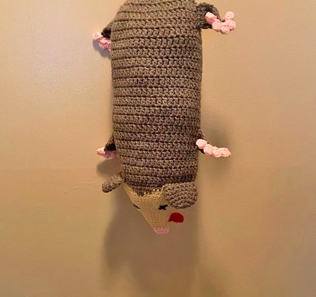Crochet Hanging Possum Grocery Bag Holder