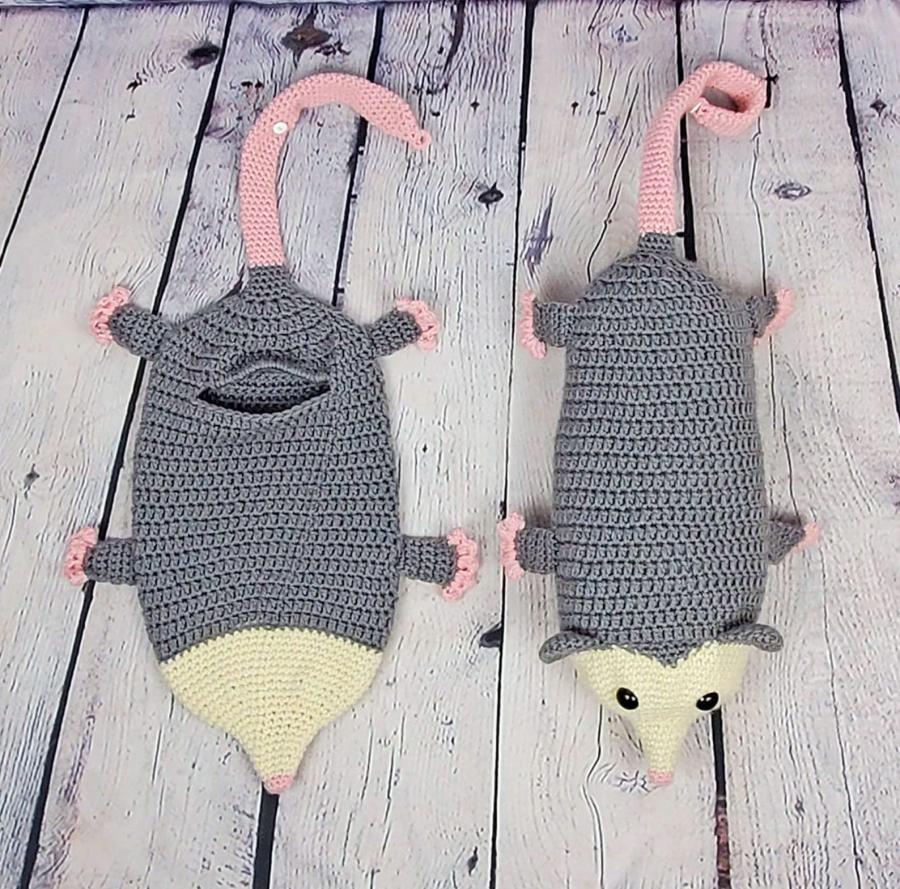 Crochet Hanging Possum Grocery Bag Holder