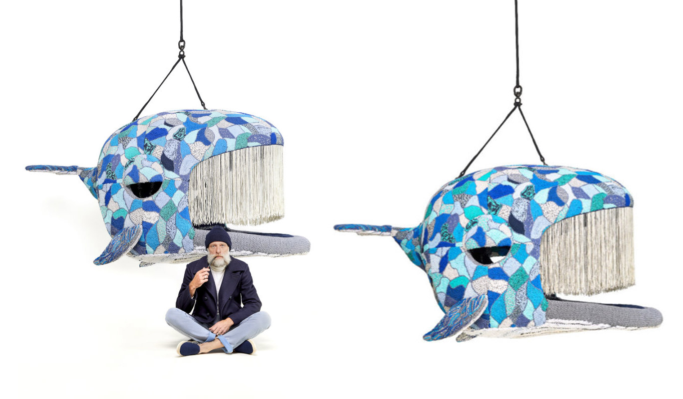 Giant Hanging Blue Whale Lounger Chair