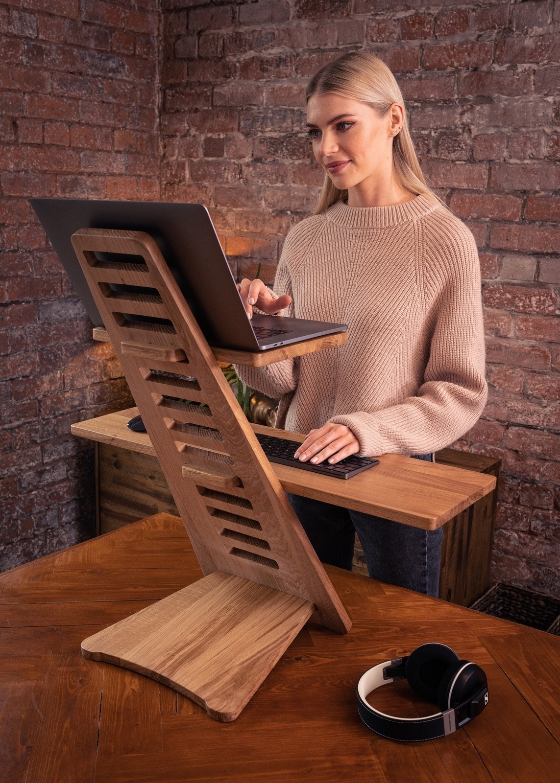 Harmoni Desk wooden standing desk attachment