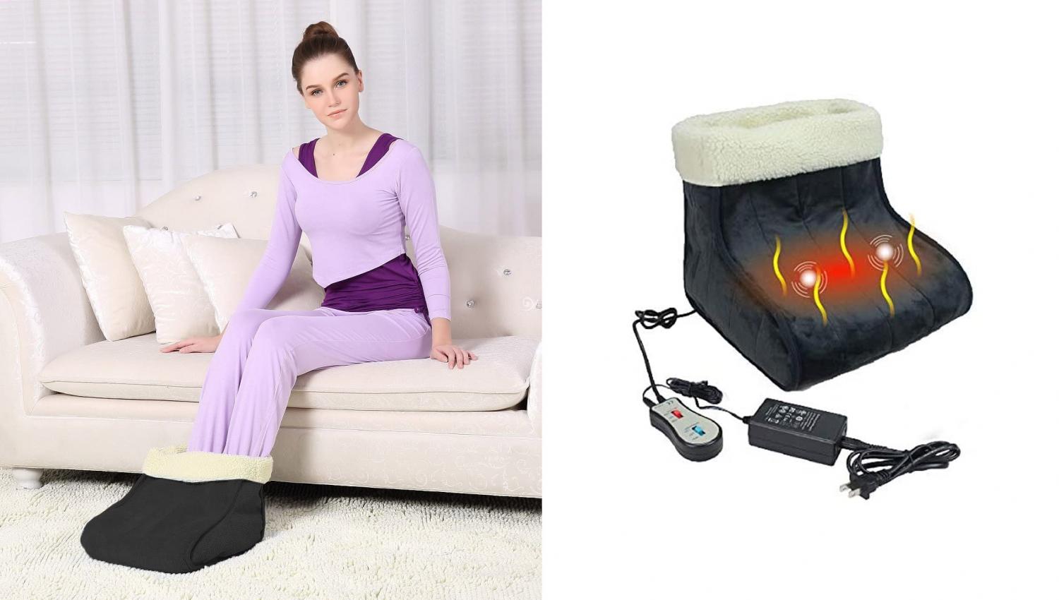 Heated massaging slippers