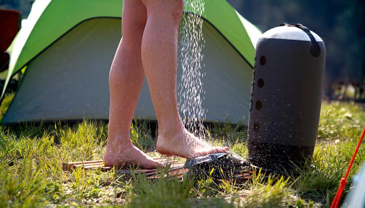 Helio Portable Shower- Foot Pedal Pressurized Shower - Pressure camping shower