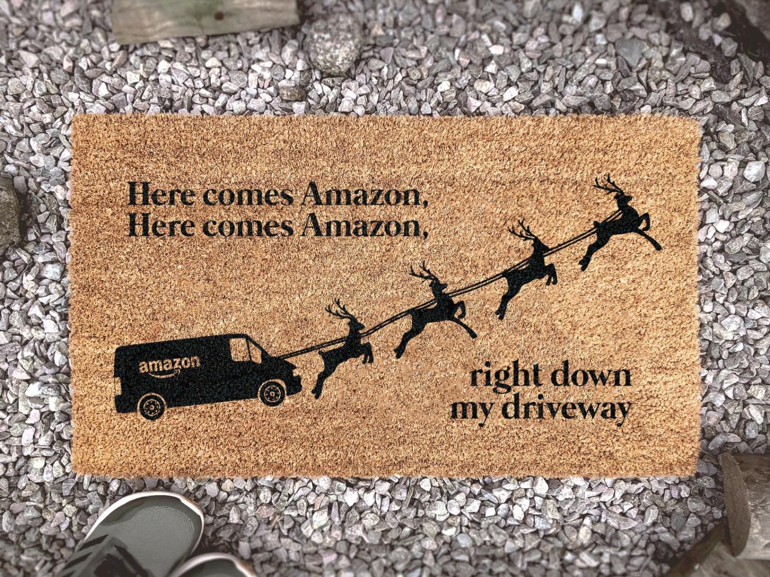 Here Comes Amazon, Right Down My Driveway Doormat