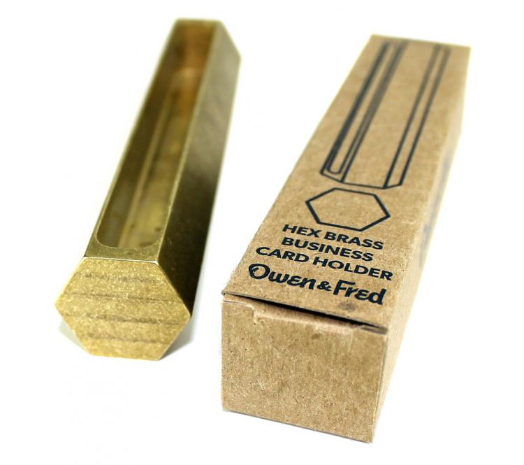 Hex Brass Business Card Holder - Manly Business Card Holder