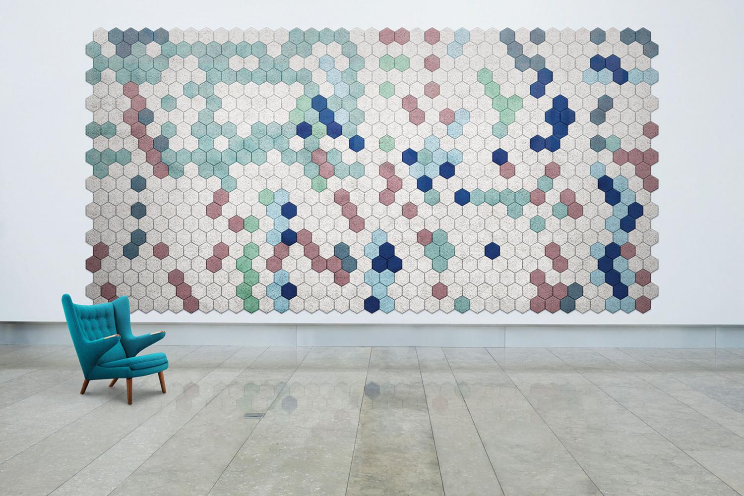 Hexagon Wall Tiles - Sound absorbing wood wool hexagon wall mural tiles