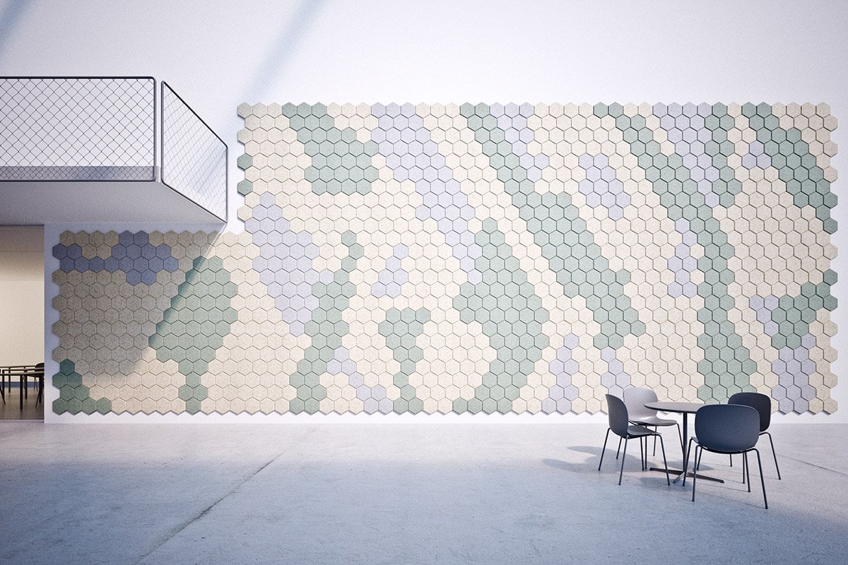 Hexagon Wall Tiles - Sound absorbing wood wool hexagon wall mural tiles