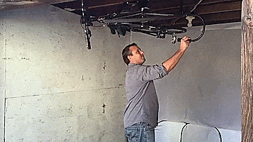 Hide-a-Ride Bicycling Ceiling Mount - Mount your bike on your ceiling sideways to save space in home