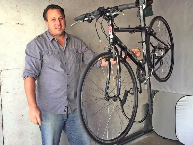 Hide-a-Ride Bicycling Ceiling Mount - Mount your bike on your ceiling sideways to save space in home