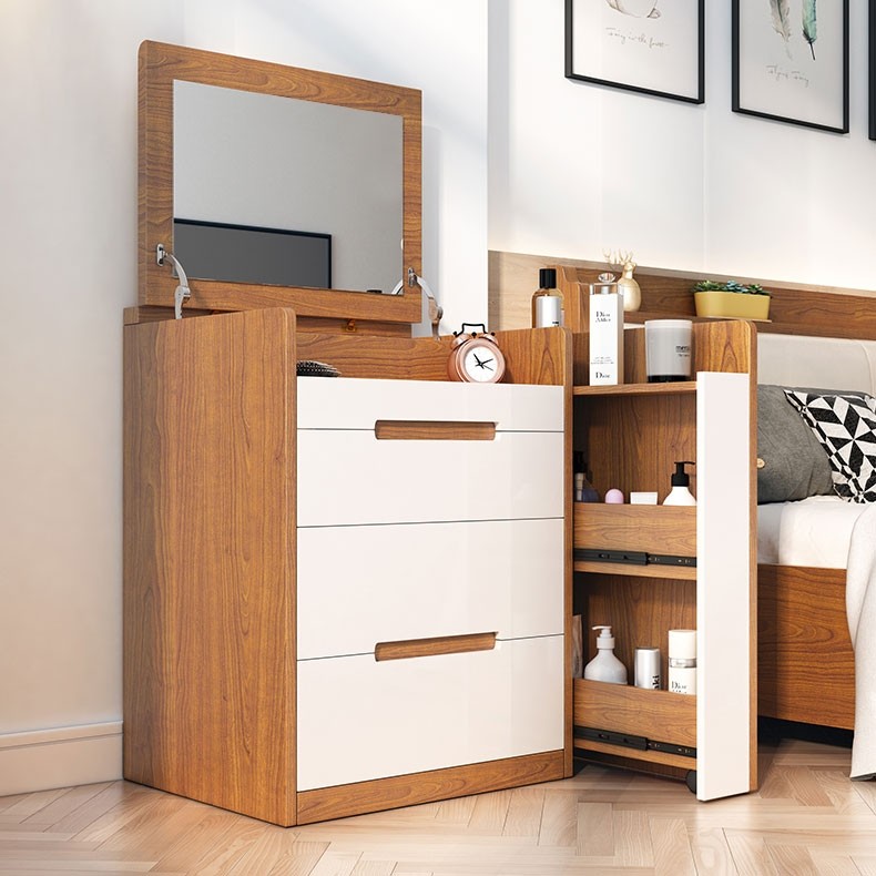 The Ultimate Hideaway Makeup Vanity - Wooden makeup vanity with hidden mirror, chair, and storage