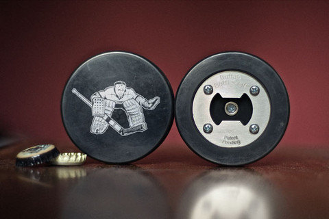 Hockey Puck Bottler Opener