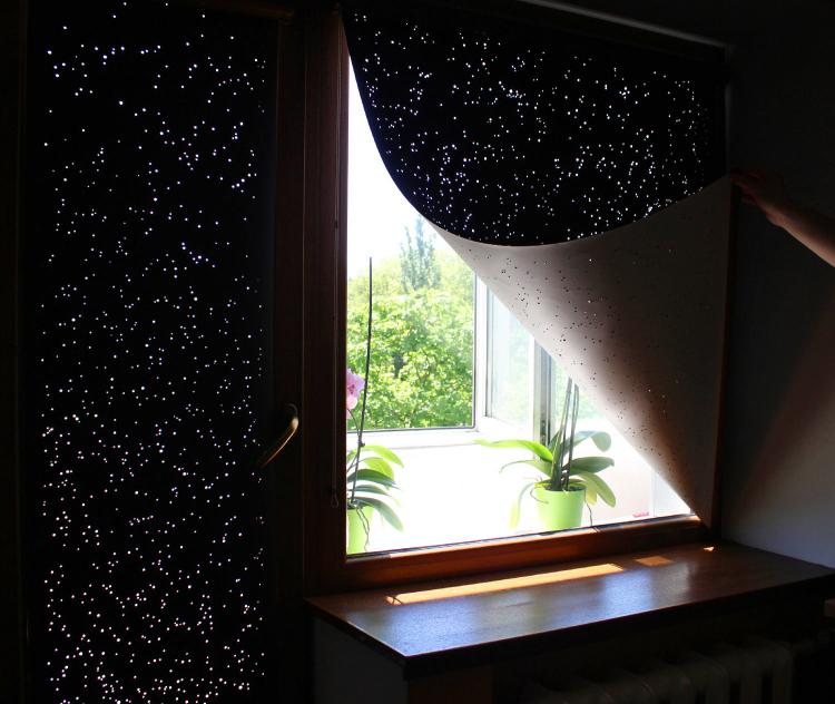 HoleRoll Cutout Blackout Curtains with city landscape design