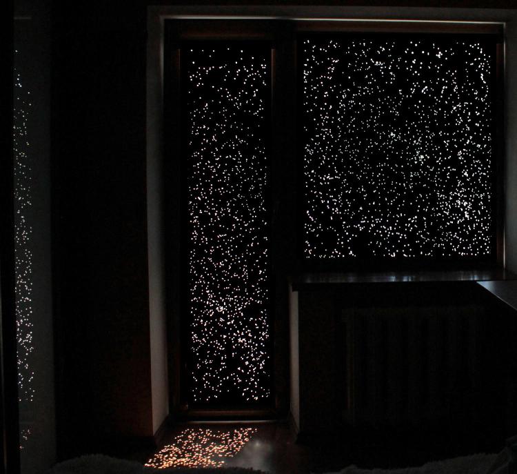 HoleRoll Cutout Blackout Curtains with city landscape design