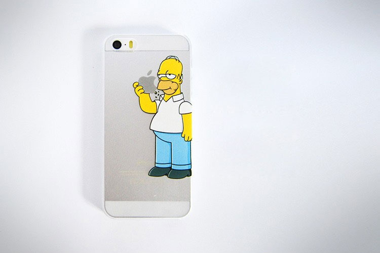 Homer Simpson Eating Apple iPhone Case - Homer Simpson Eating Apple Logo Phone Case