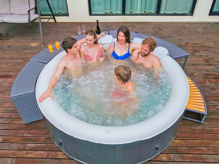 Modular Wicker Hot Tub Surround Table and Stairs