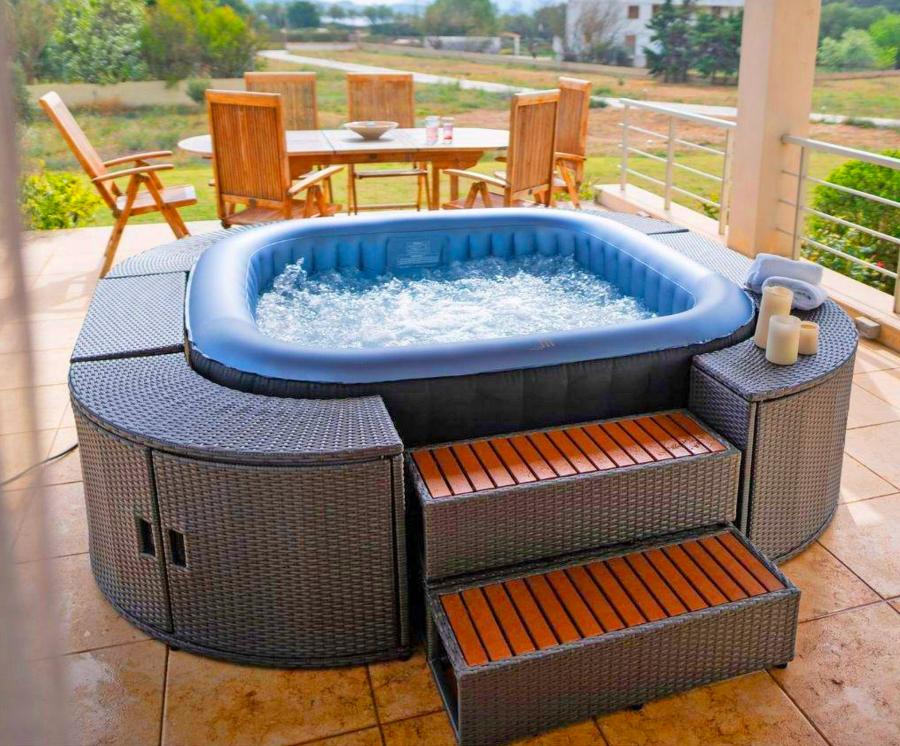 Modular Wicker Hot Tub Surround Table and Stairs