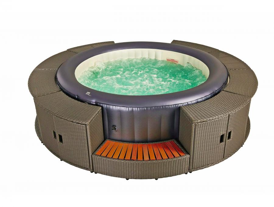 Modular Wicker Hot Tub Surround Table and Stairs