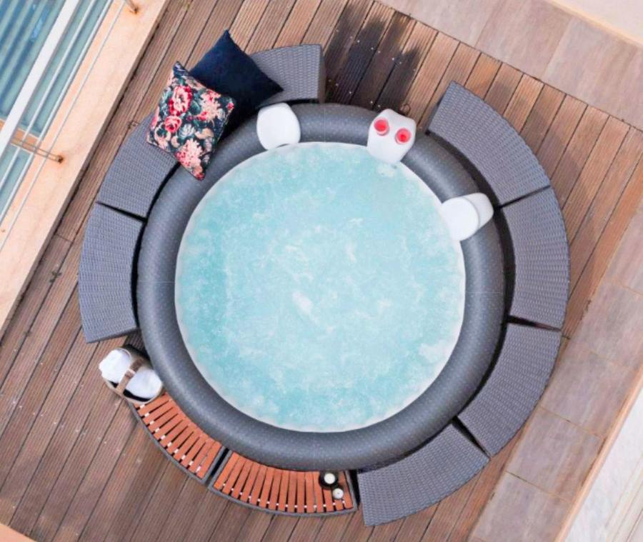 Modular Wicker Hot Tub Surround Table and Stairs