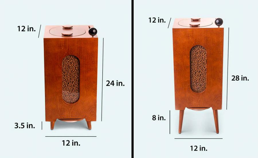 Houndsy Mid-century Wooden Dog Food Dispenser and kibble storage container
